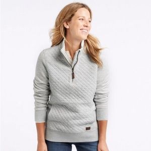 Gray LL Bean Quilted Quarter-Zip Pullover